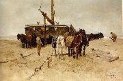 Anton mauve Fishing boat on the beach oil painting on canvas